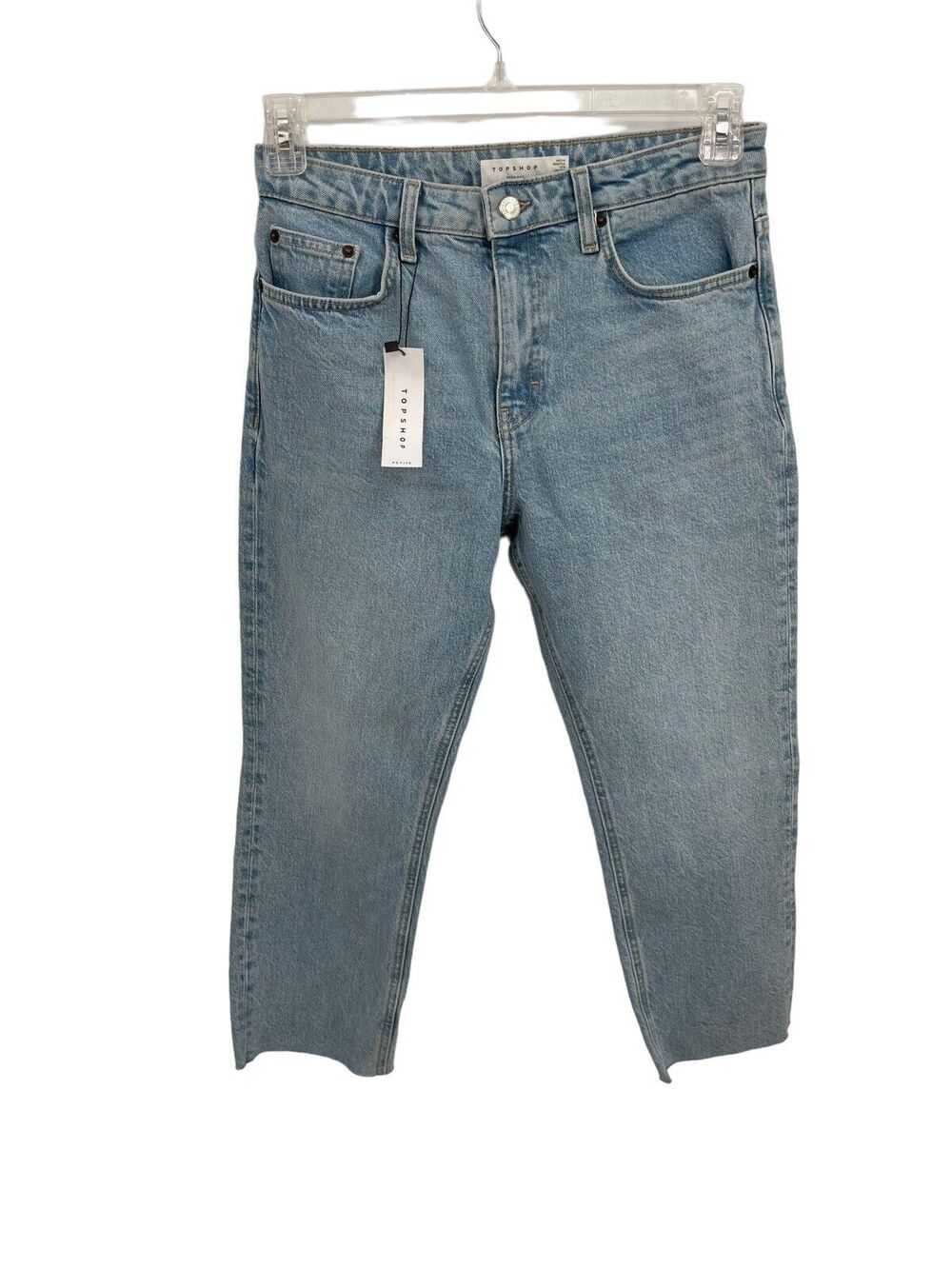 NWT Topshop Straight Jeans Cropped Raw Hem Size 6